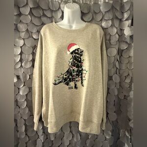 Eddie Bauer Light grey Sweater with Festive Dog Design